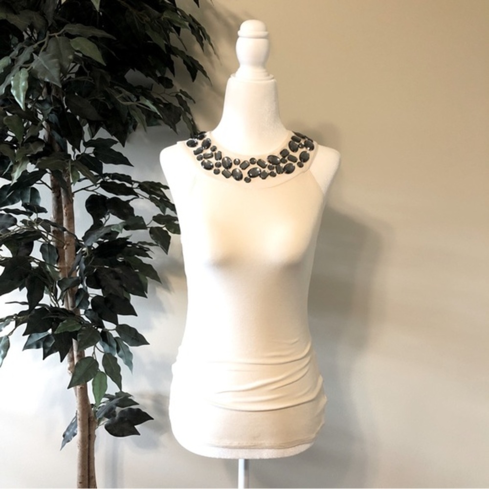 Eight Sixty White Beaded Halter Top ~ Size: XS